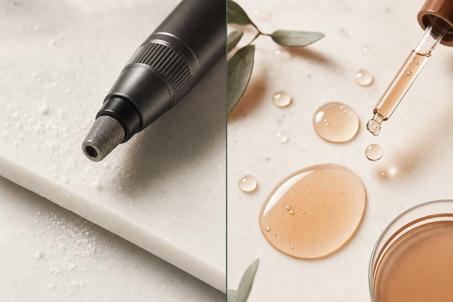 HydraFacial vs. Mikrodermabrasion Vergleich — beide Verfahren im direkten Gegenüber